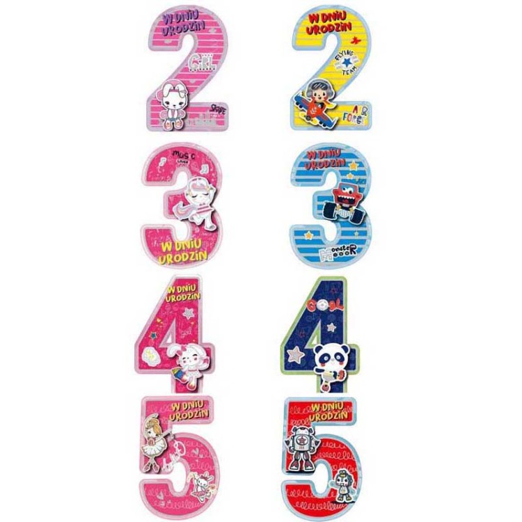 Kartka urodzinowa w kształcie cyferki. Prezent na urodziny dziecka.