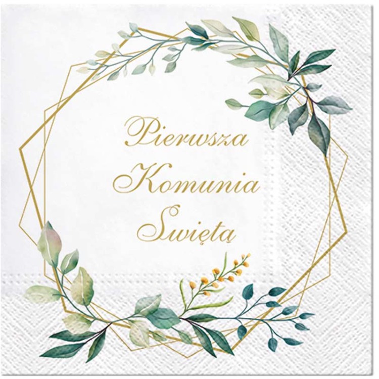 Serwetki z napisem Pierwsza Komunia Święta na dekorację stołu