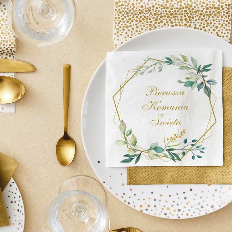 Komunijne serwetki papierowe do aranżacji stołu dla dziecka