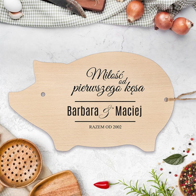 Prezent na rocznicę dla pary z napisem „Miłość od pierwszego kęsa”