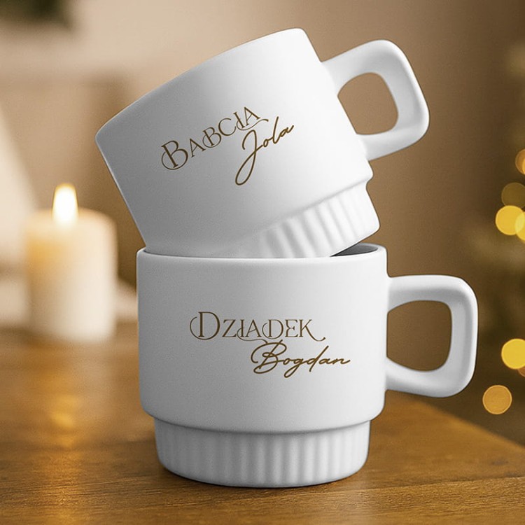 Kubki ryflowane z imionami dla dziadków.