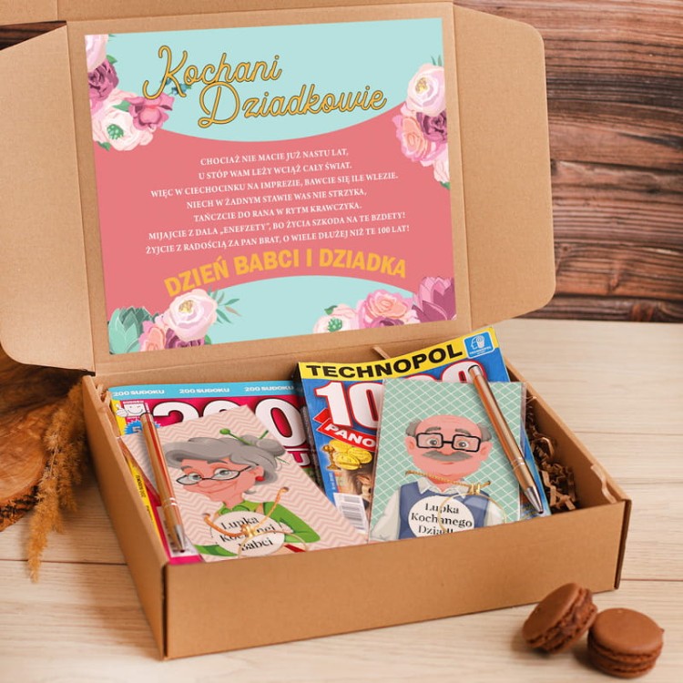 Zestaw krzyżówkowicza na Dzień Babci i Dziadka. Wspólny prezent dla dziadków w pudełku.
