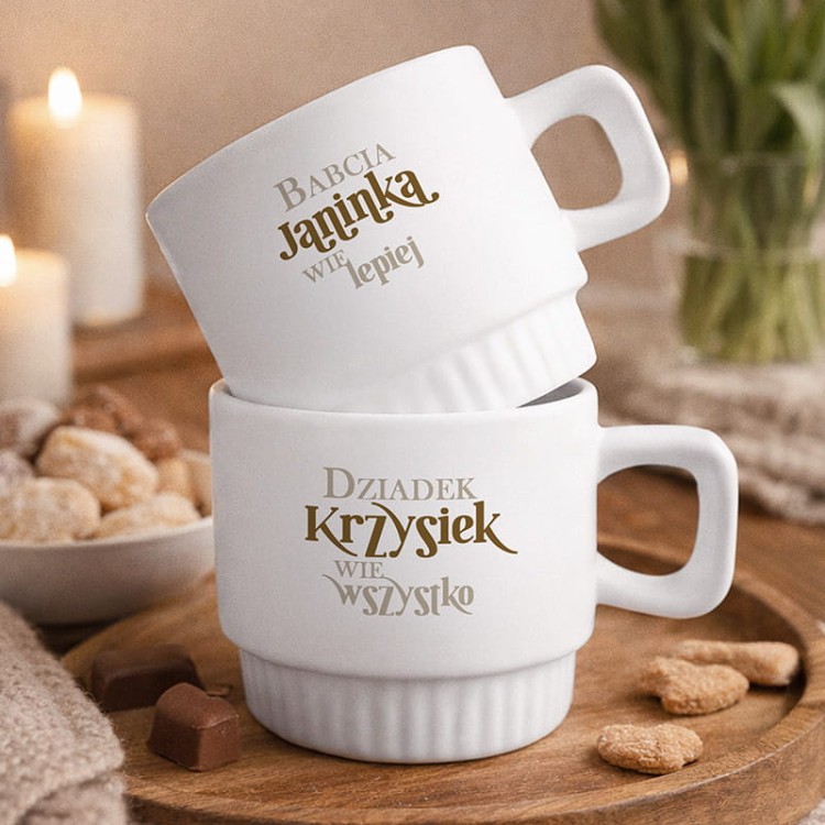 Kubki ryflowane dla babci i dziadka. Personalizowany prezent dla dziadków.