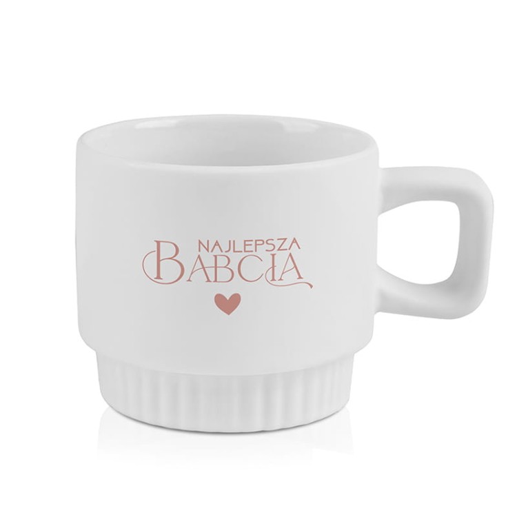 Kubek dla najlepszej babci. Filiżanka biała ryflowana.