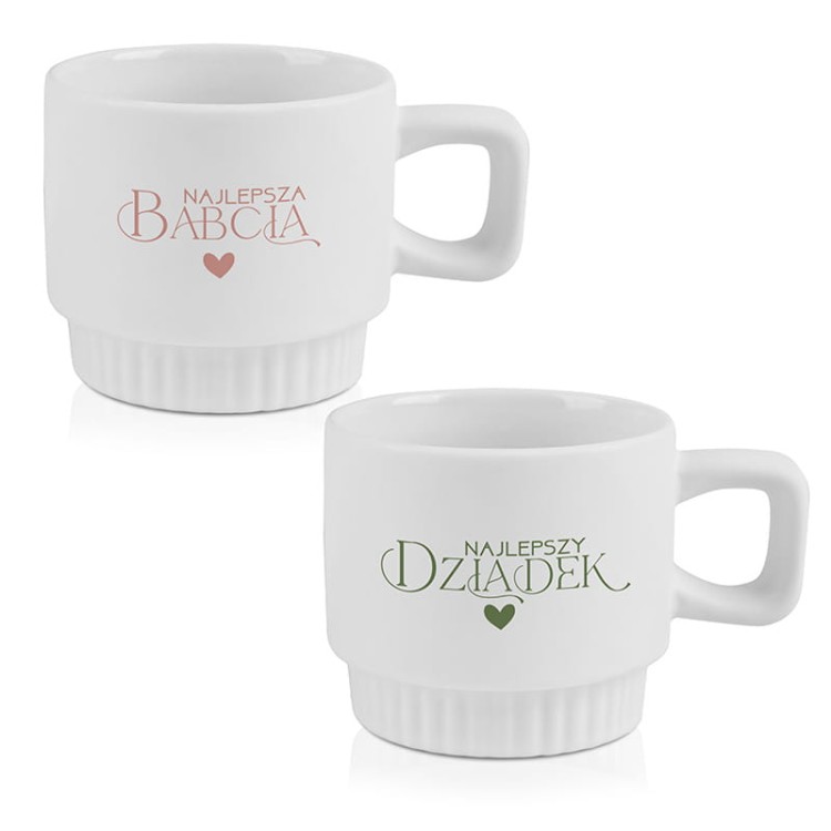 Filiżanki z ryflowaniem dla babci i dziadka. Pomysł na oryginalny wspólny prezent dla dziadków.