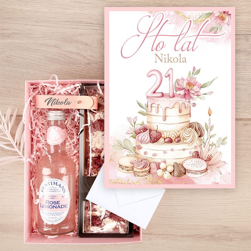 Elegancki personalizowany zestaw prezentowy na urodziny dla kobiety