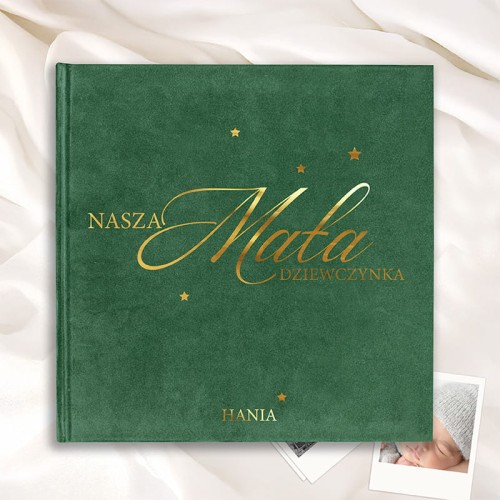 Welurowa księga na roczek dziewczynki.