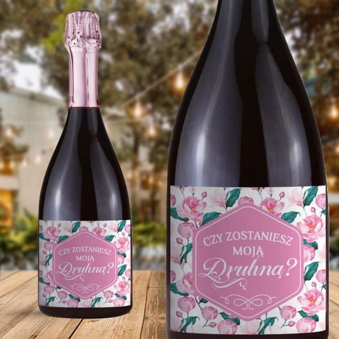 ETYKIETA na szampana różowa Pytanie do Druhny