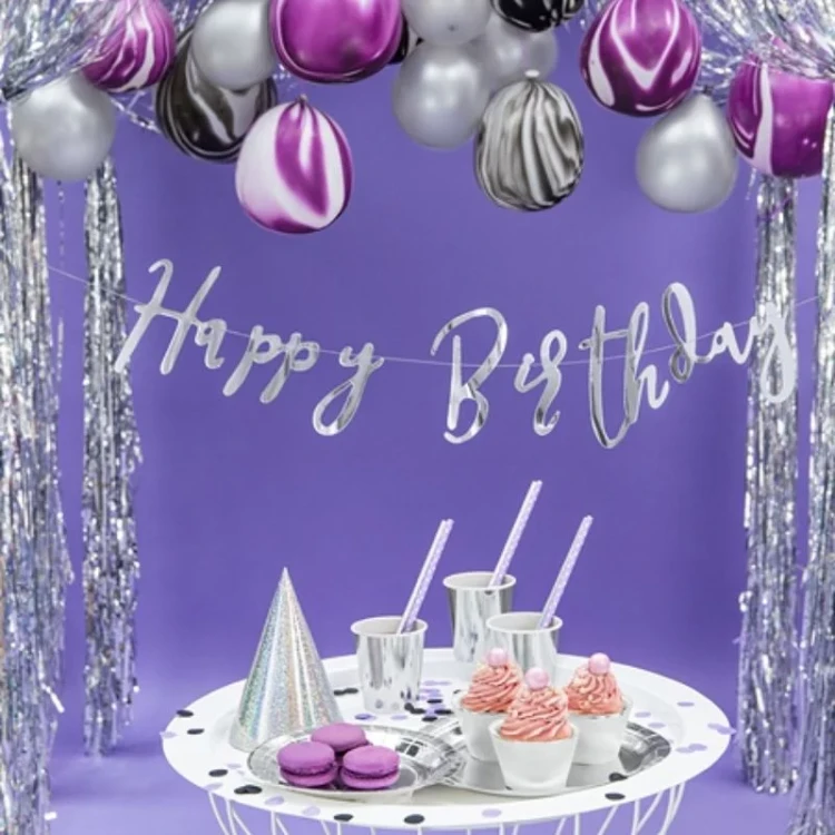 Baner do zawieszenia z napisem Happy Birthday na imprezę urodzinową