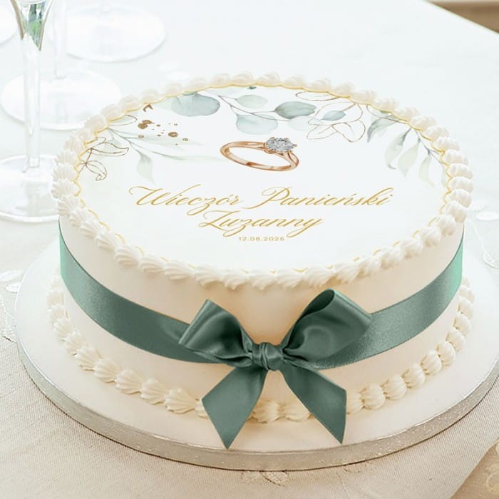 OPŁATEK na tort personalizowany Pierścionek Zaręczynowy Ø20cm