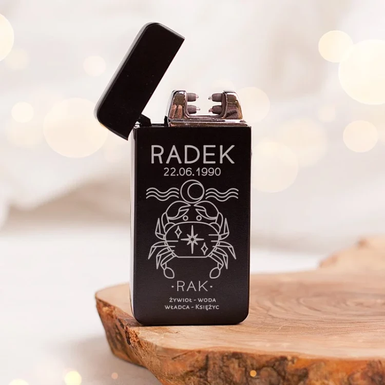 Elektryczna zapalniczka z grawerem dla osób ceniących oryginalność.
