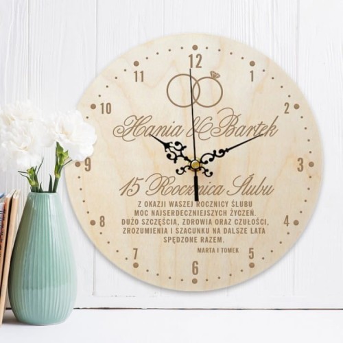 ZEGAR ścienny Prezent na Rocznicę Ślubu Obrączki