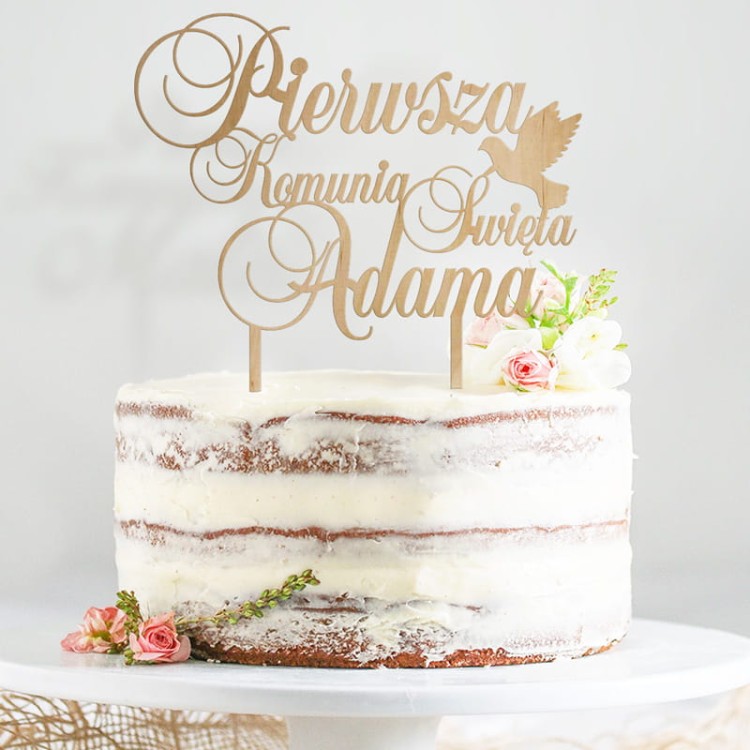 Personalizowana dekoracja tortu na Pierwszą Komunię Świętą