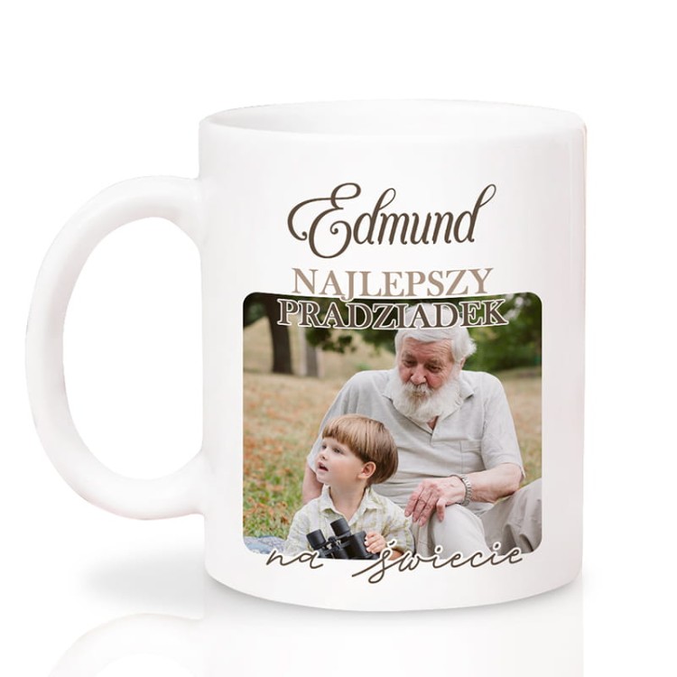 Prezent dla pradziadków z własnym zdjęciem i napisem