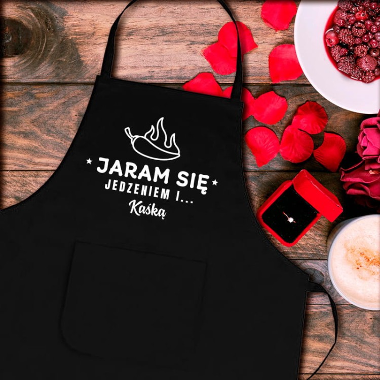 Fartuch czarny na Walentynki.