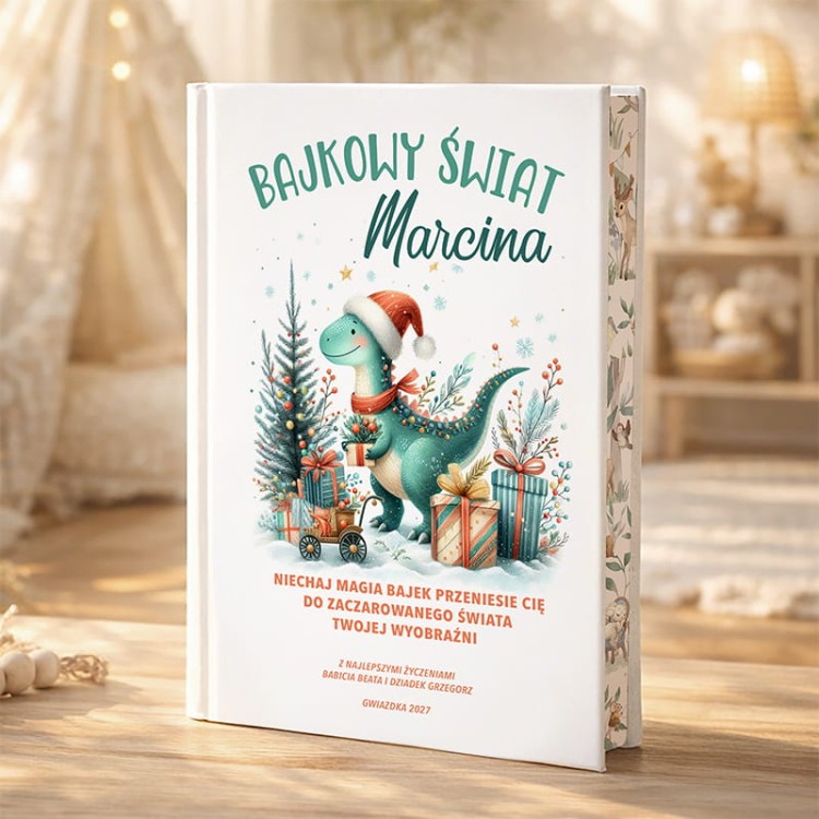 swiateczna bajka dla dziecka z grafika dinozaura