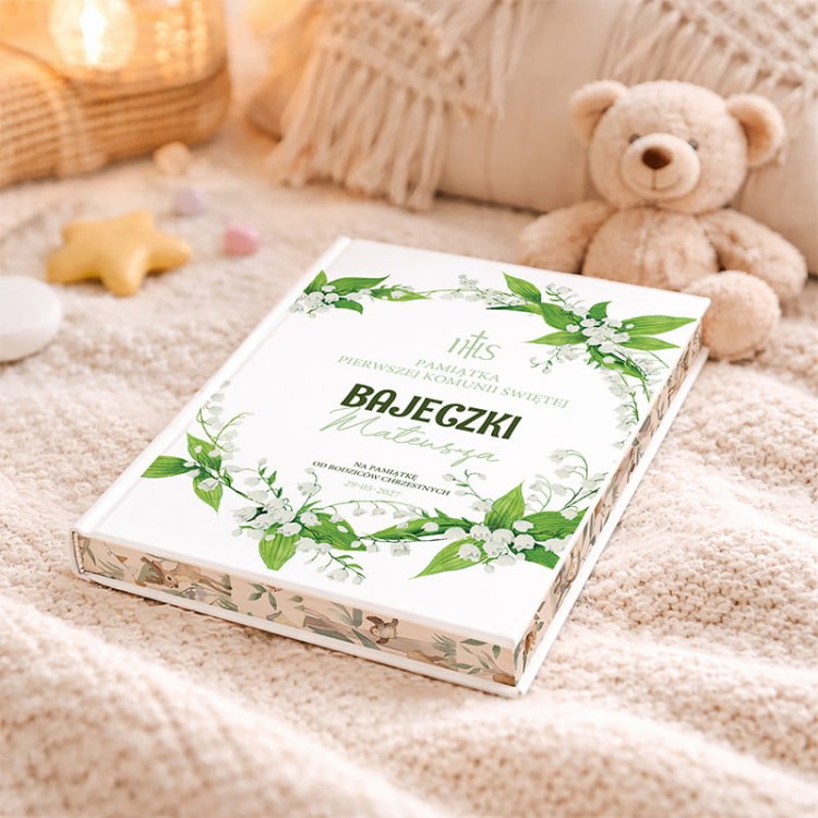 Prezent na komunie dla dziecka ksiazka z barwionymi kartkami