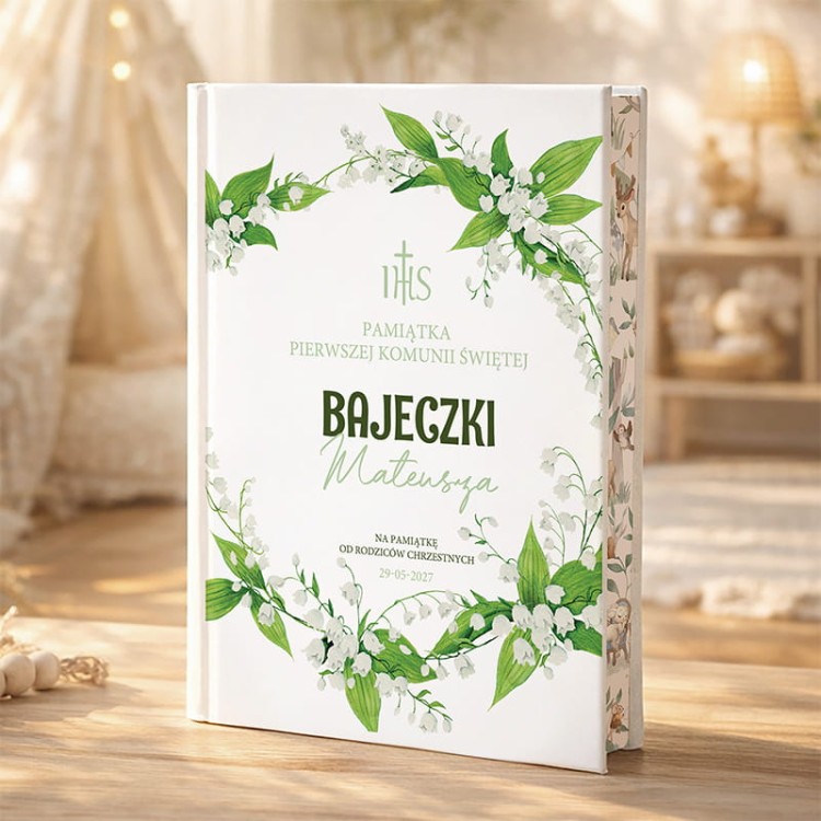 Ksiazka z bajkami dla dziecka z imieniem i barwionymi brzegami na komunie