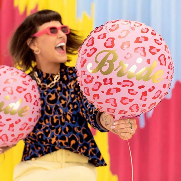 BALON foliowy z napisem Bride Różowa Panterka