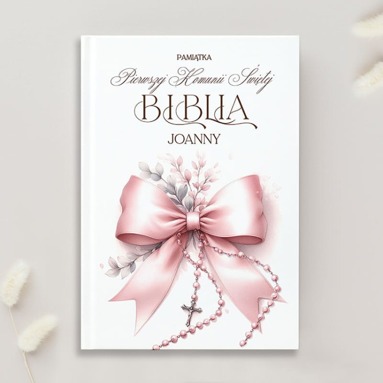 Biblia personalizowana na Komunię dla dziewczynki.