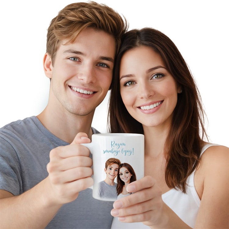 Kubek personalizowany zdjęciem w stylu pixara. Prezent jak z bajki.