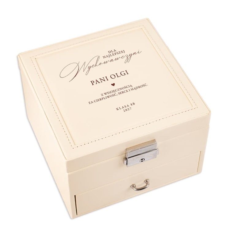Szkatułka personalizowana na prezent dla wychowawczyni.
