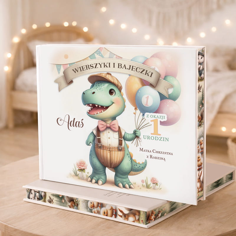 Bajeczki z motywem dinozaura dla dziecka na prezent urodzinowy
