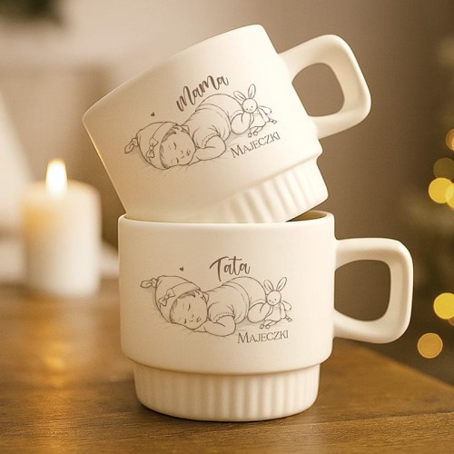 Kubki ryflowane z imieniem dziecka. Prezent dla świeżo upieczonych rodziców.