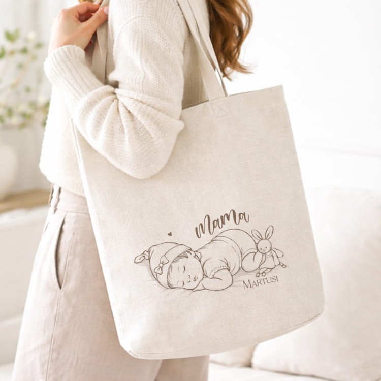 Personalizowana torba dla mamy niemowlaka.