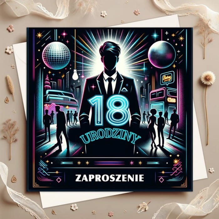 ZAPROSZENIA na 18tke chłopaka do wypisania 10szt (+koperty)