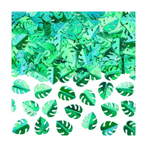 KONFETTI metalizowane Zielone Liście