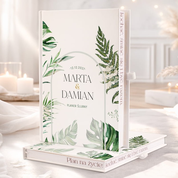 Planer ślubny z roślinnym motywem