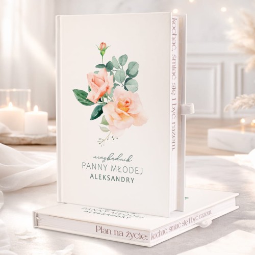 Planer slubny  z motywem kwiatów z barwionymi brzegami