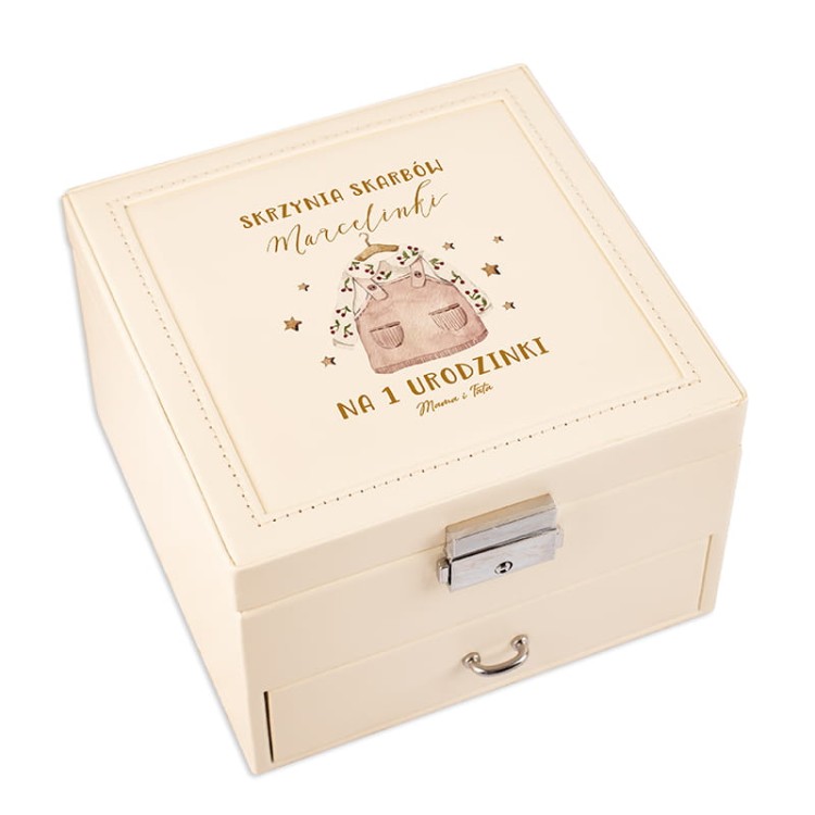 Personalizowana szkatułka na biżuterię z nadrukiem.