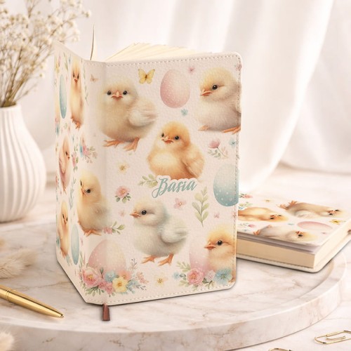 Wielkanocny notatnik w kurczaki i pisanki.