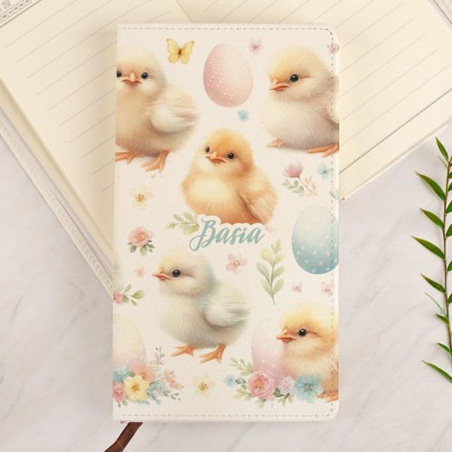 Personalizowany notatnik w pastelowych kolorach z imieniem.