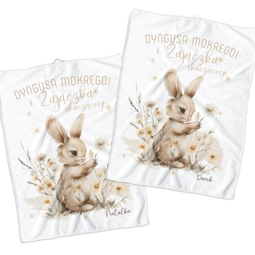 Ręczniczki personalizowane z imieniem w zajączki.