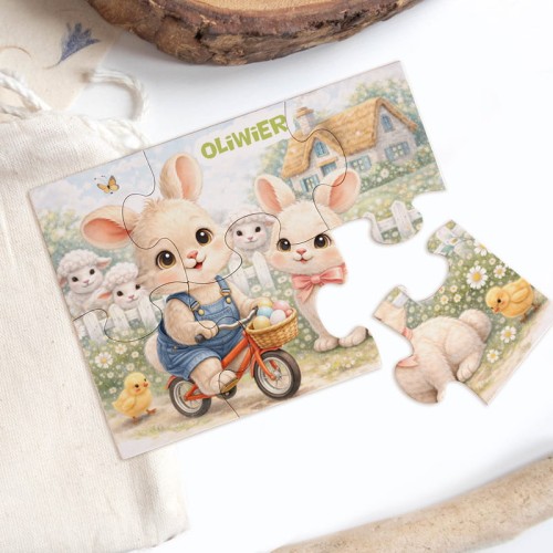 Personalizowane puzzle z zajączkami.