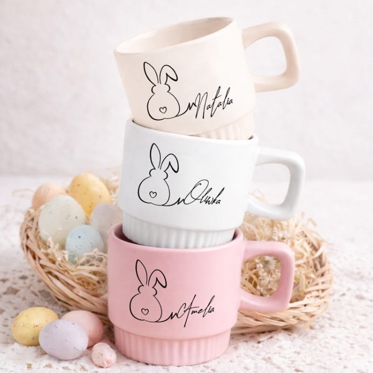Personalizowany kubek z ryflowaniem. Prezent na Wielkanoc.