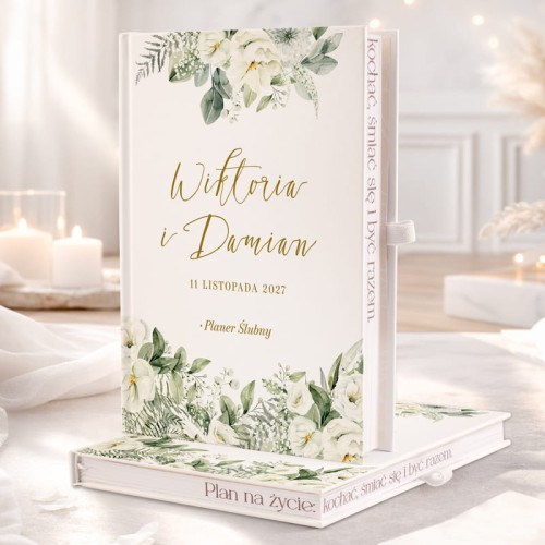 Książkowy planer ślubny z imionami pary młodej