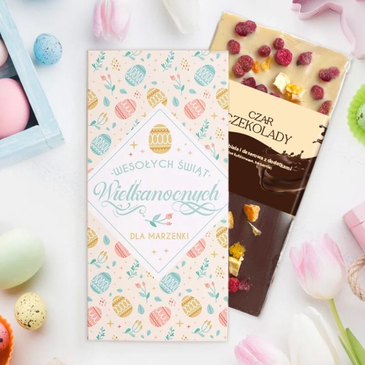 Czekolada personalizowana na Wielkanoc z owijką.