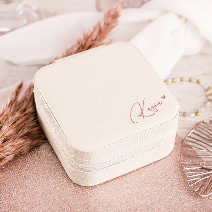 SZKATUŁKA skórzana ze złotym imieniem elegancki prezent dla kobiety