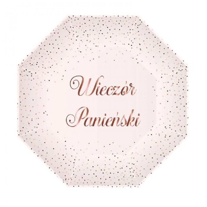 TALERZYKI papierowe z napisem Wieczór Panieński Rose Gold 6szt.