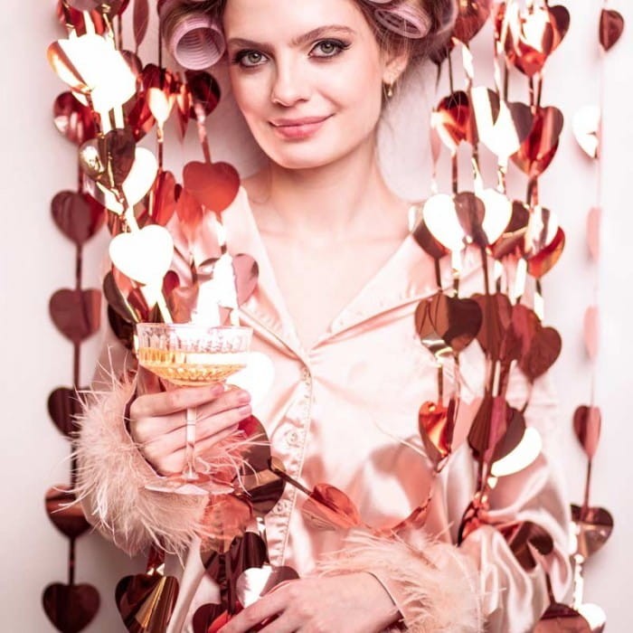 KURTYNA tło do zdjęć serduszka różowe złoto Dekoracja