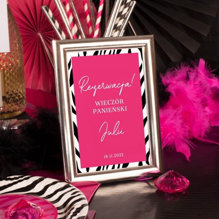 TABLICZKA rezerwacja na stolik Wild Party (+ srebrna ramka)