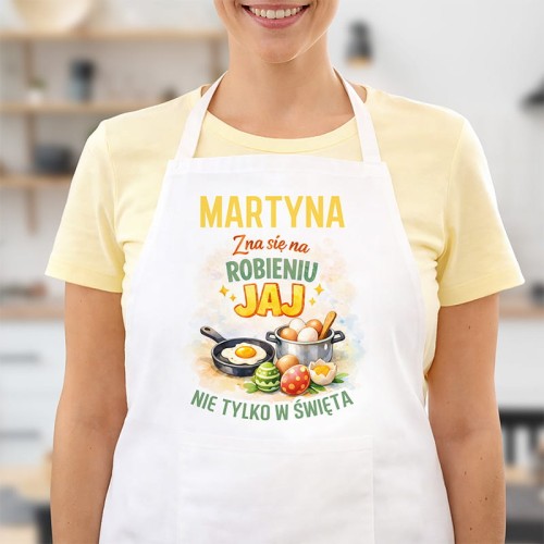 Zabawny fartuch wielkanocny.