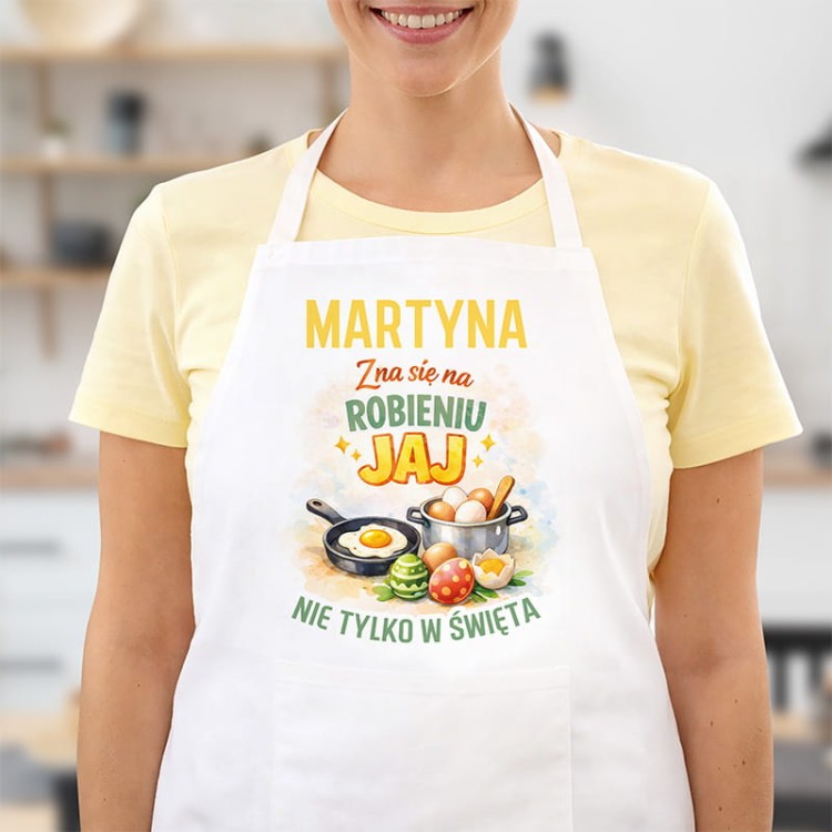 Zabawny fartuch wielkanocny.