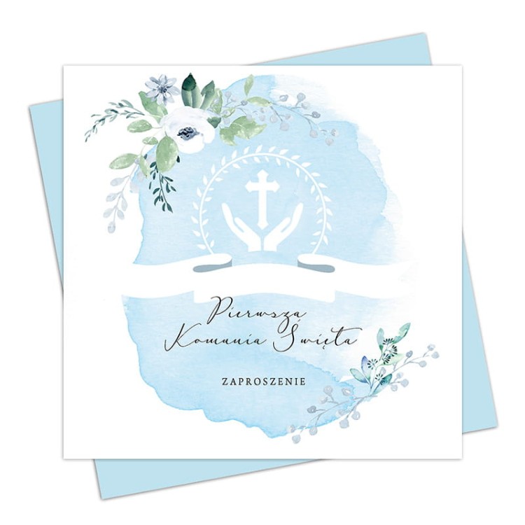 Komunijne zaproszenia w błękicie