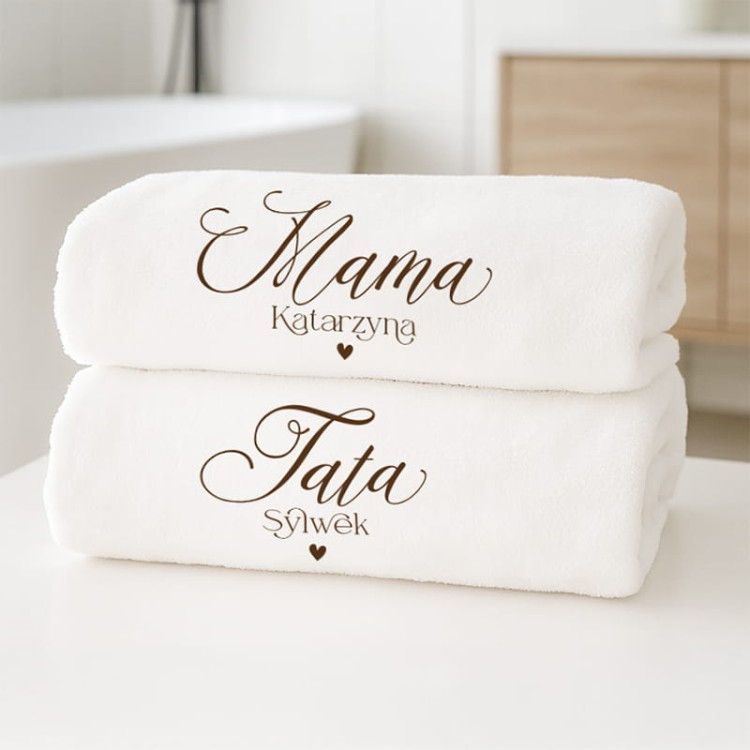 Komplet ręczników personalizowanych.