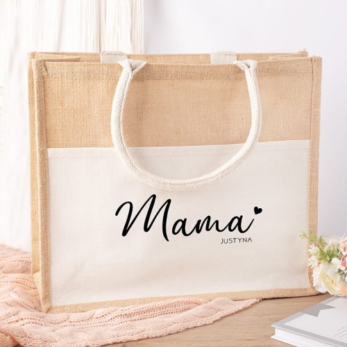 Lniana torba z kieszenią